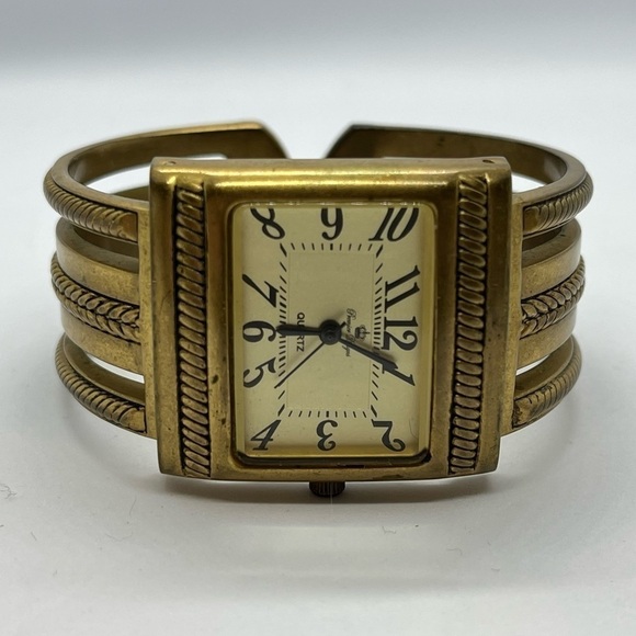 PREMIER Designs Cairo Watch Cuff Braided Gold Tone Square Face - Picture 2 of 6